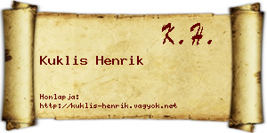 Kuklis Henrik névjegykártya
